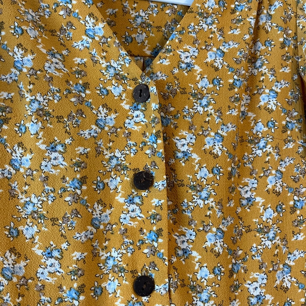 Monteau Mustard Floral Midi Dress - Picture 6 of 6